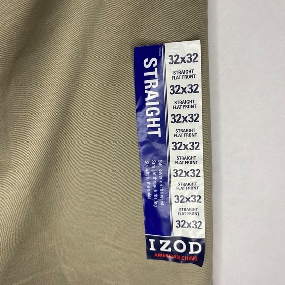 NWT Izod Flat Front Straight Men’s American Chino Pants Tan Golf size 32x32 NEW - Picture 5 of 8
